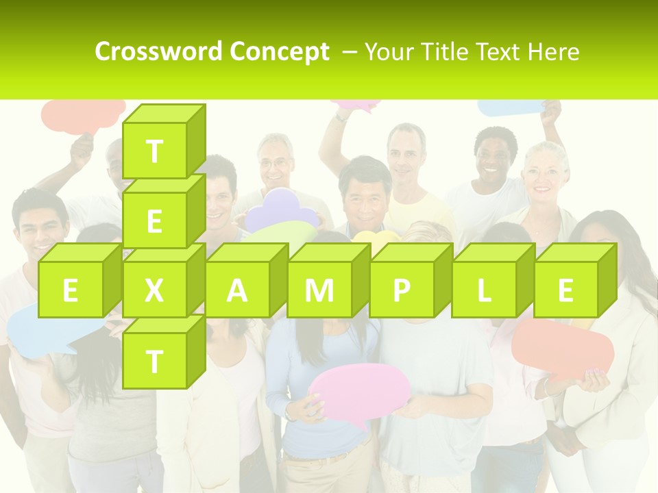 A Group Of People Holding Speech Bubbles PowerPoint Template