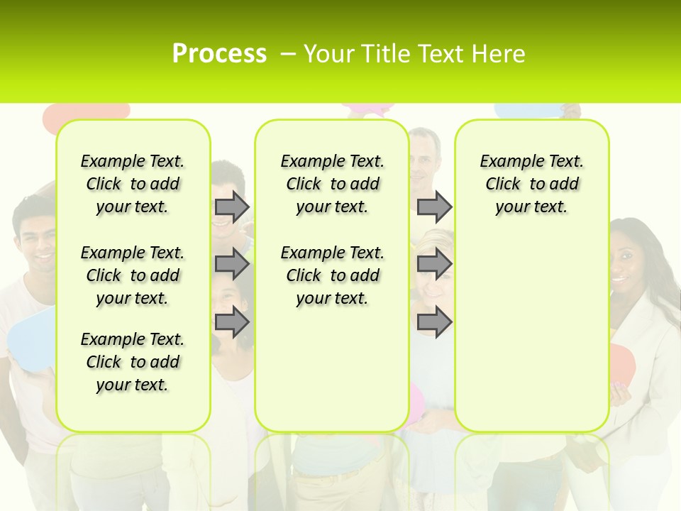 A Group Of People Holding Speech Bubbles PowerPoint Template