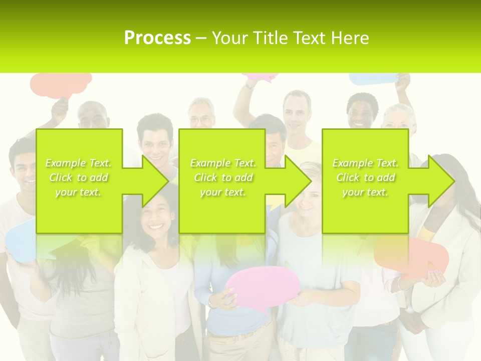A Group Of People Holding Speech Bubbles PowerPoint Template