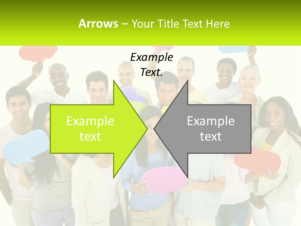 A Group Of People Holding Speech Bubbles PowerPoint Template