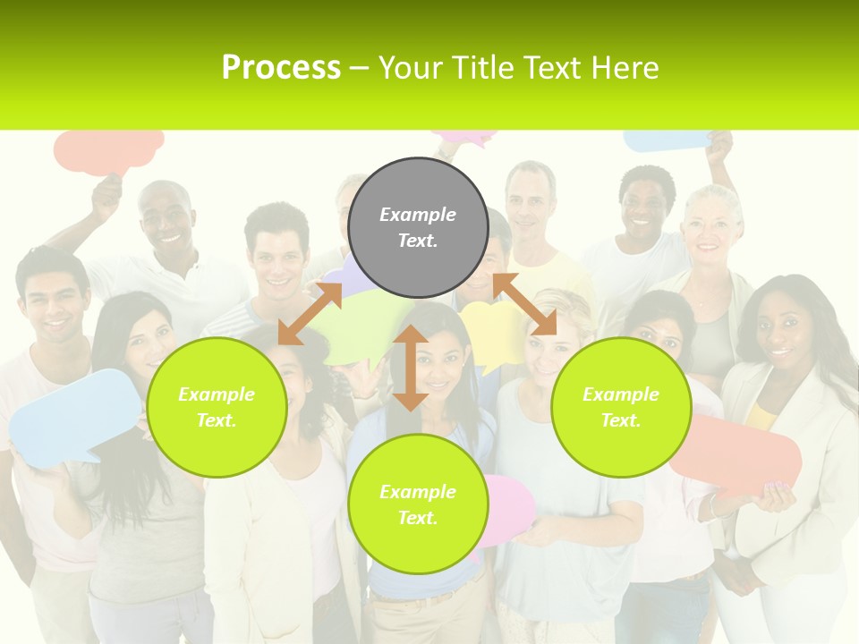 A Group Of People Holding Speech Bubbles PowerPoint Template