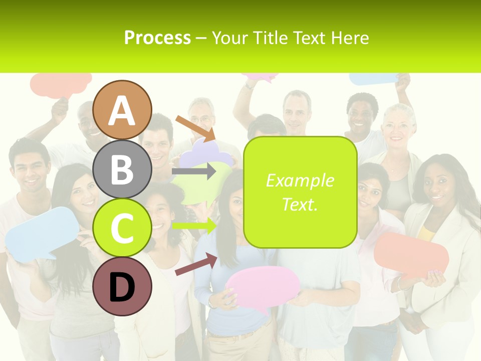 A Group Of People Holding Speech Bubbles PowerPoint Template