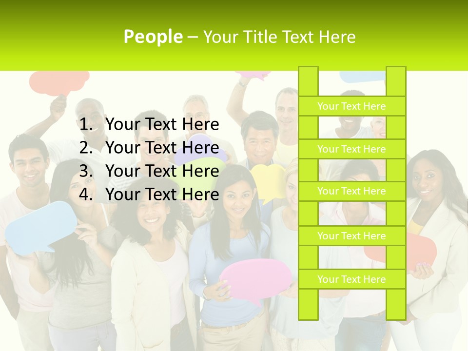 A Group Of People Holding Speech Bubbles PowerPoint Template