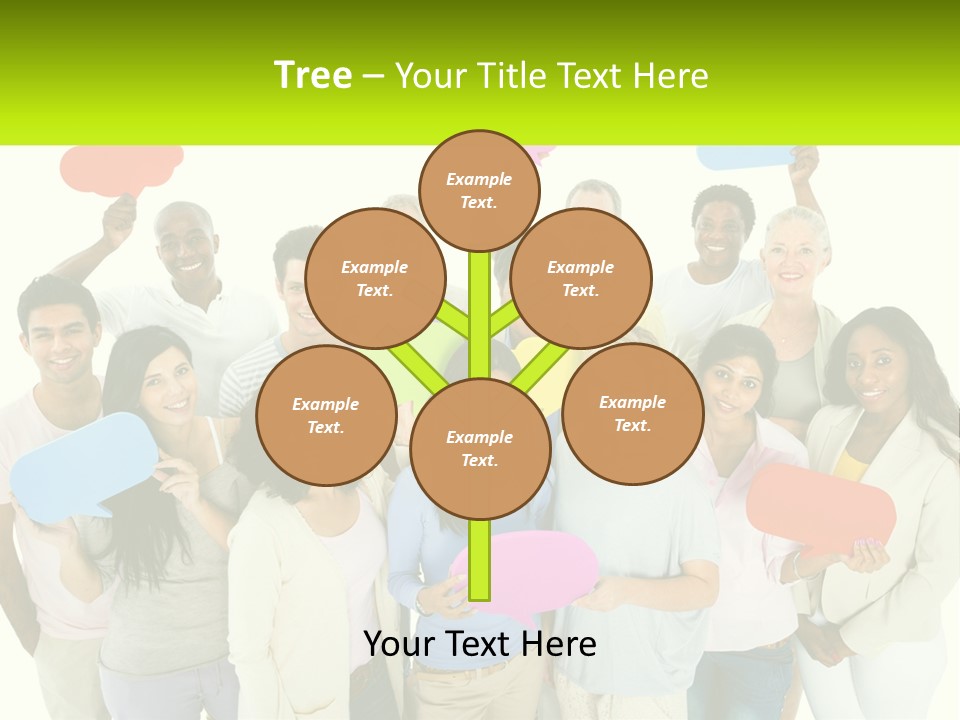 A Group Of People Holding Speech Bubbles PowerPoint Template