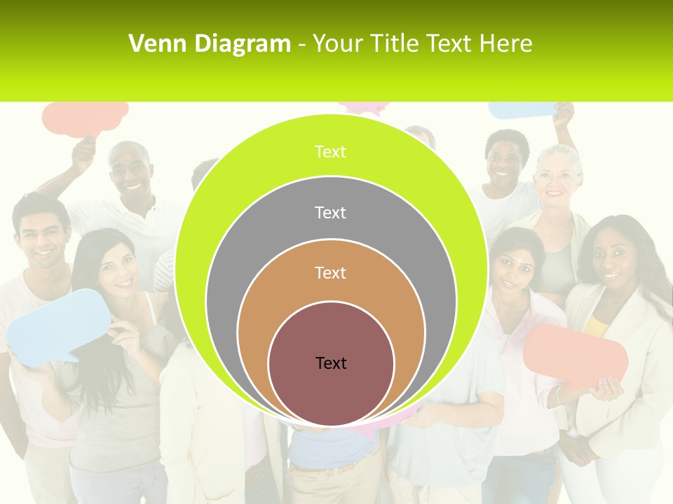 A Group Of People Holding Speech Bubbles PowerPoint Template