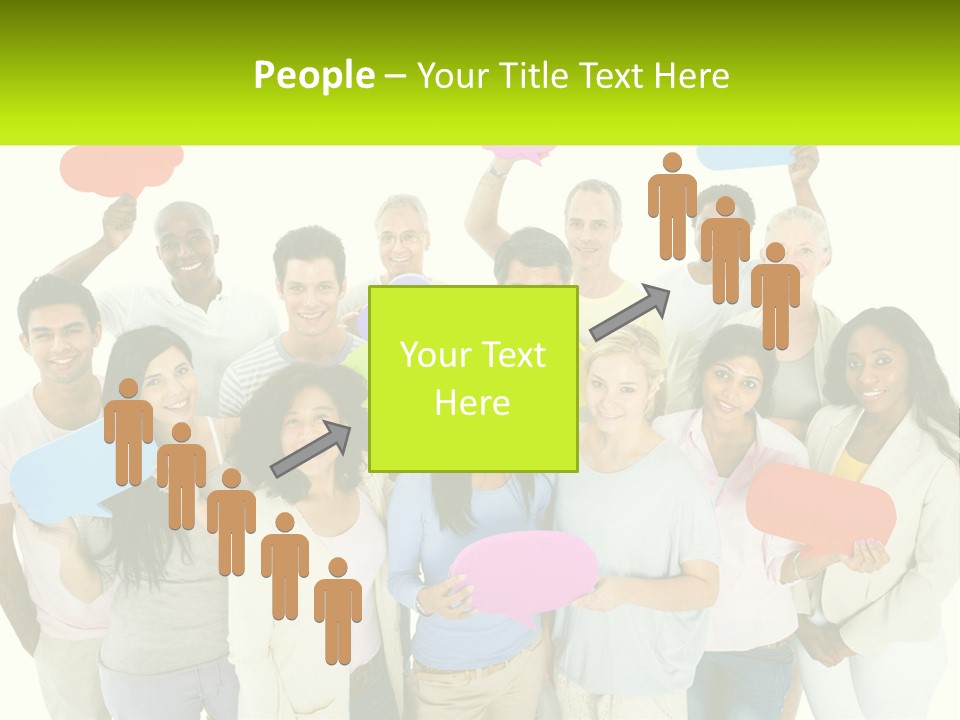 A Group Of People Holding Speech Bubbles PowerPoint Template