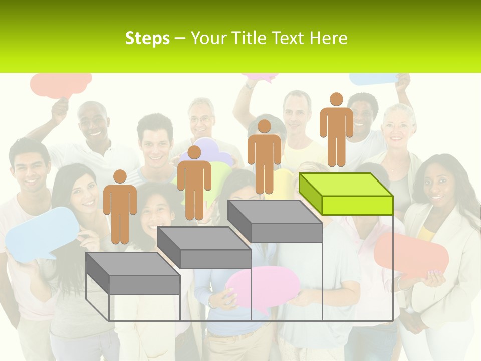A Group Of People Holding Speech Bubbles PowerPoint Template