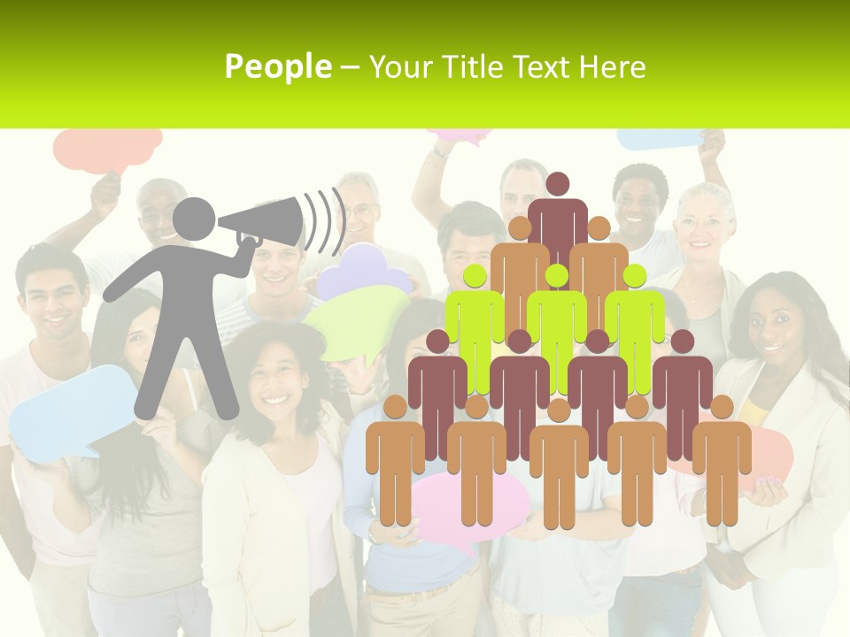 A Group Of People Holding Speech Bubbles PowerPoint Template