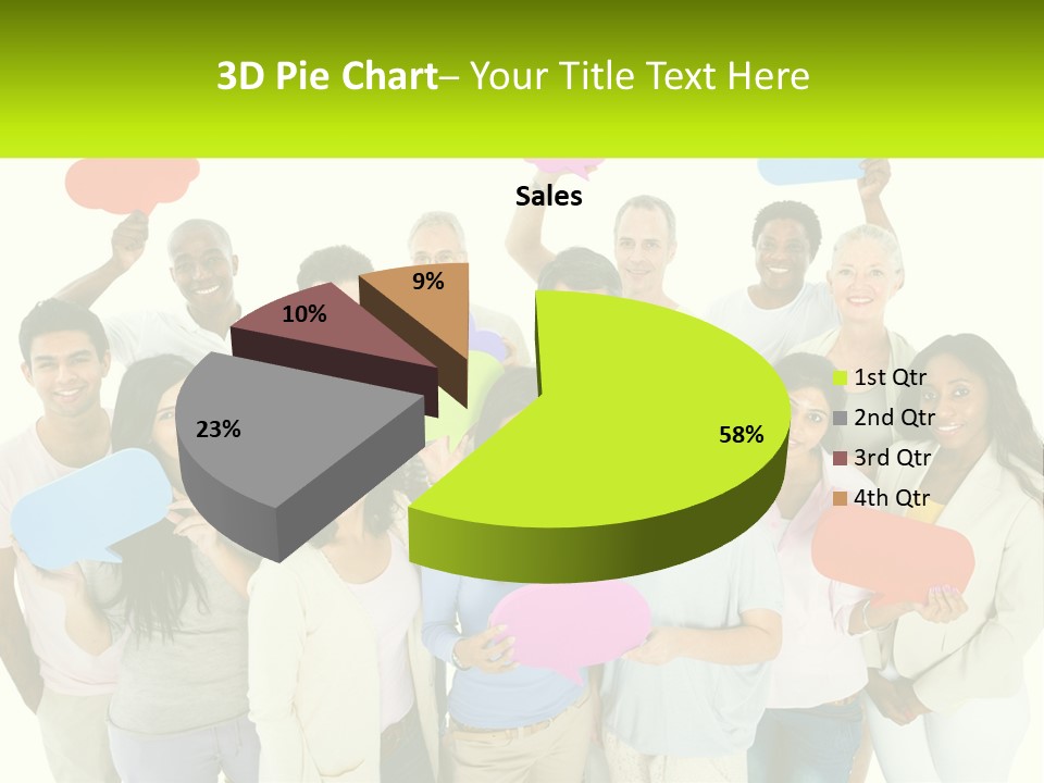 A Group Of People Holding Speech Bubbles PowerPoint Template