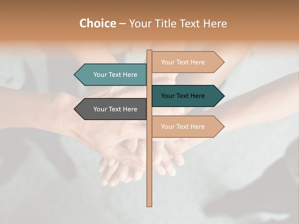 A Group Of People Putting Their Hands Together PowerPoint Template