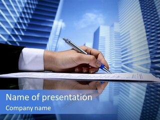 A Person Writing On A Piece Of Paper With A Pen PowerPoint Template