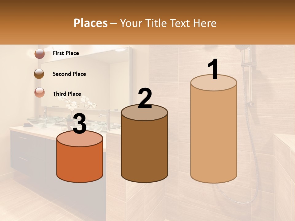 A Bathroom With A Sink And A Shower Head PowerPoint Template