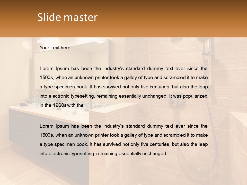 A Bathroom With A Sink And A Shower Head PowerPoint Template