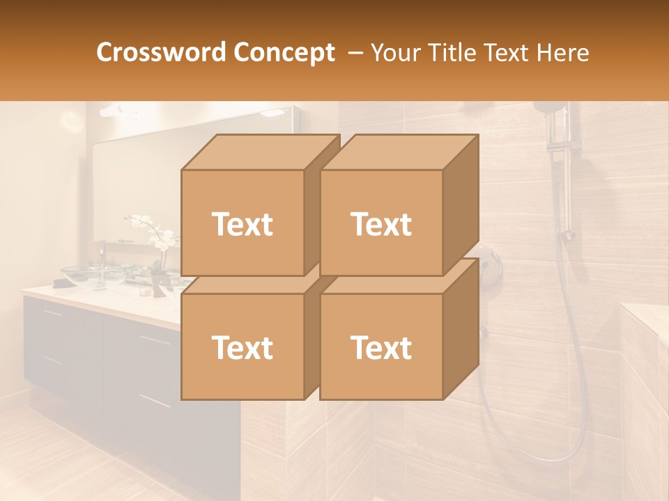 A Bathroom With A Sink And A Shower Head PowerPoint Template