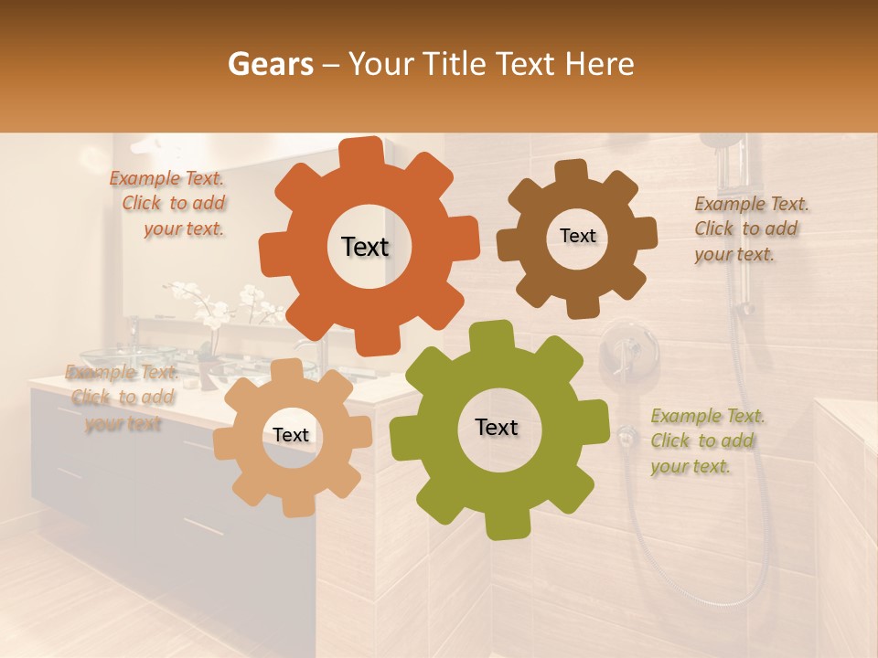 A Bathroom With A Sink And A Shower Head PowerPoint Template