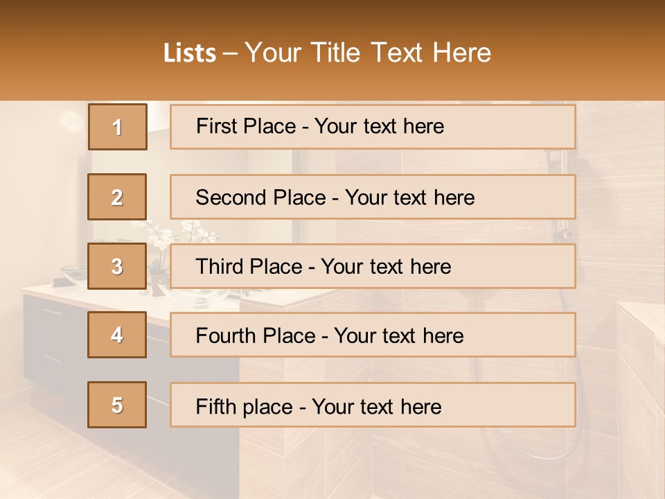 A Bathroom With A Sink And A Shower Head PowerPoint Template
