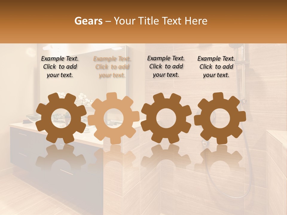 A Bathroom With A Sink And A Shower Head PowerPoint Template