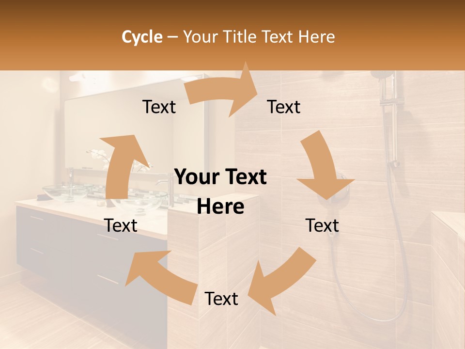 A Bathroom With A Sink And A Shower Head PowerPoint Template