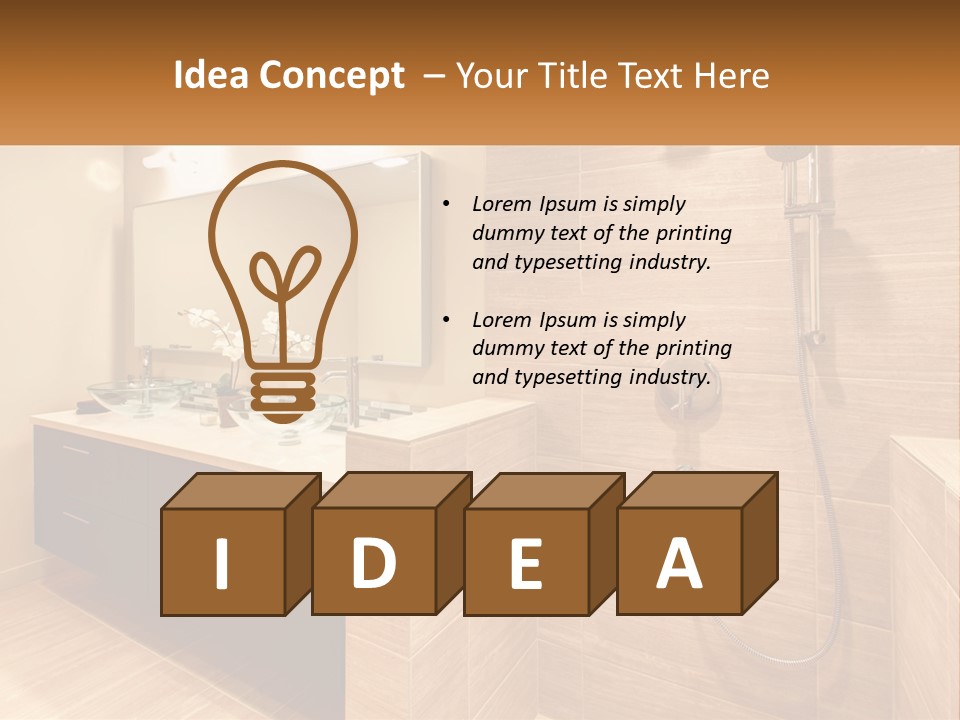 A Bathroom With A Sink And A Shower Head PowerPoint Template