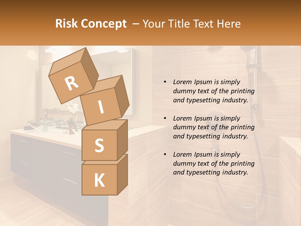 A Bathroom With A Sink And A Shower Head PowerPoint Template