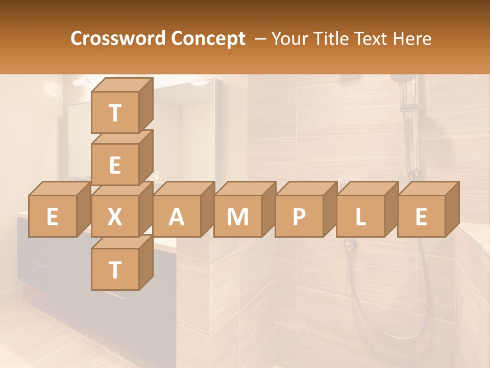 A Bathroom With A Sink And A Shower Head PowerPoint Template