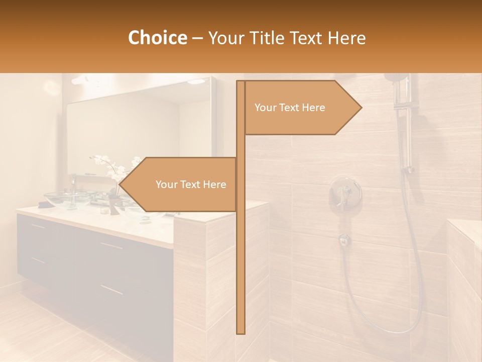 A Bathroom With A Sink And A Shower Head PowerPoint Template