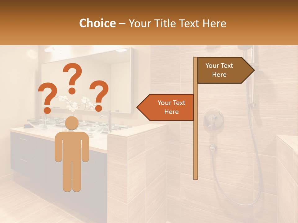 A Bathroom With A Sink And A Shower Head PowerPoint Template