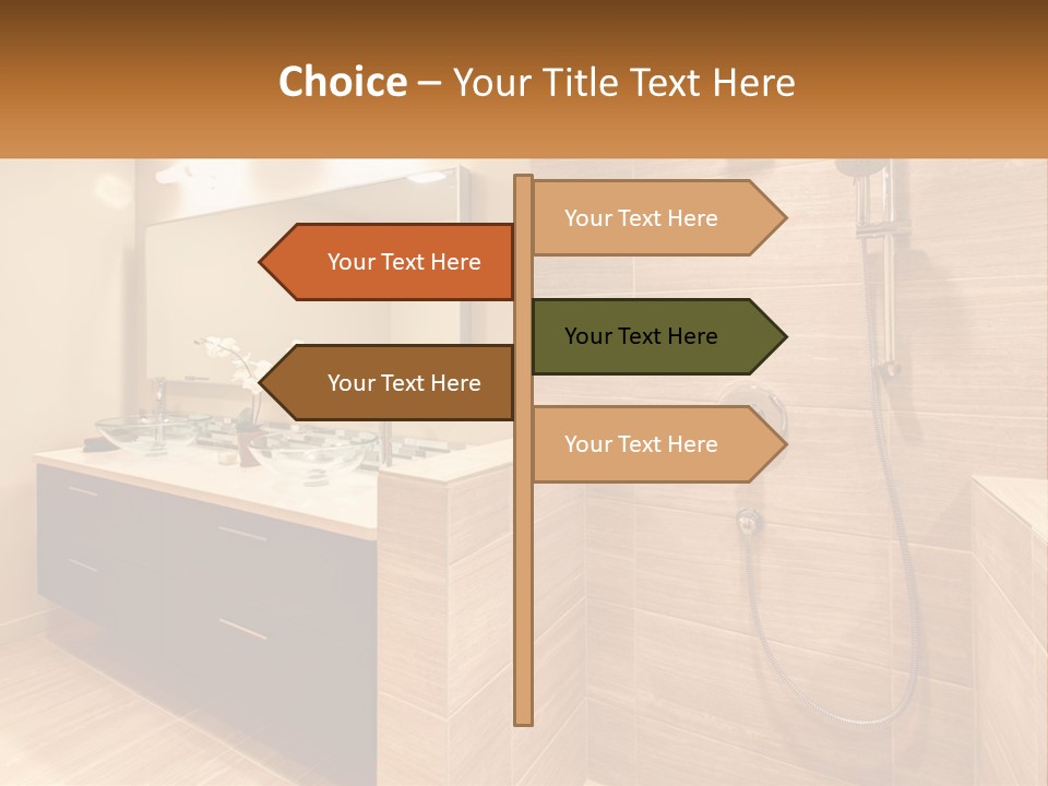 A Bathroom With A Sink And A Shower Head PowerPoint Template