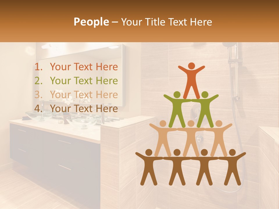 A Bathroom With A Sink And A Shower Head PowerPoint Template