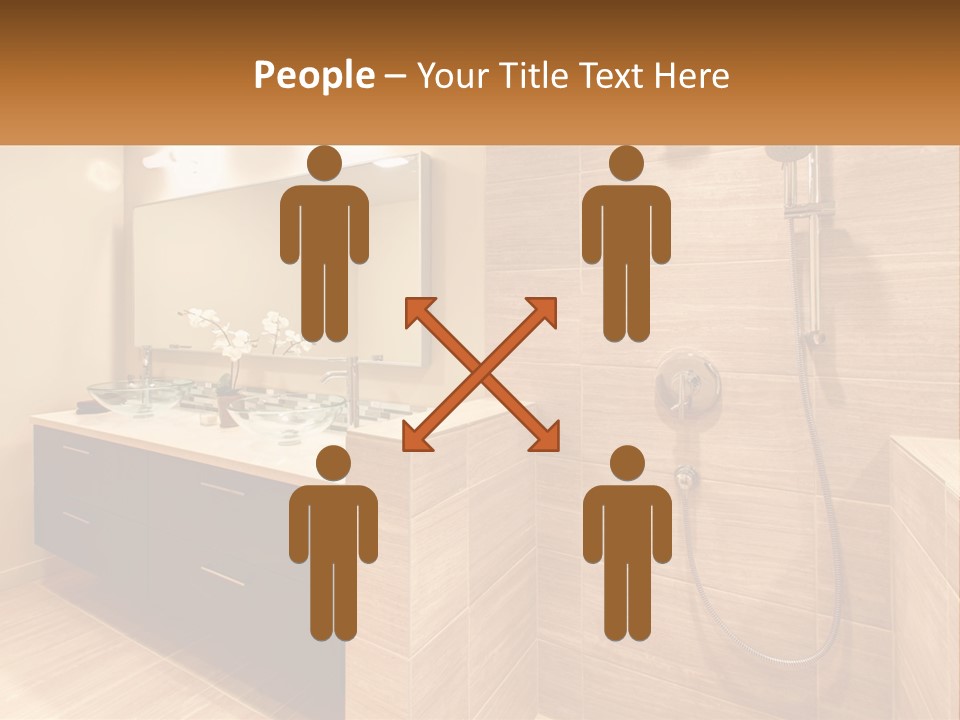 A Bathroom With A Sink And A Shower Head PowerPoint Template