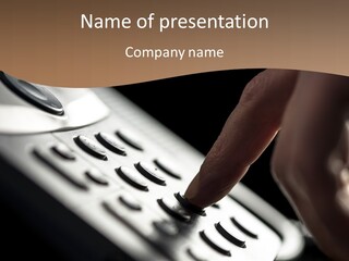 A Person Pushing A Button On A Telephone PowerPoint Template