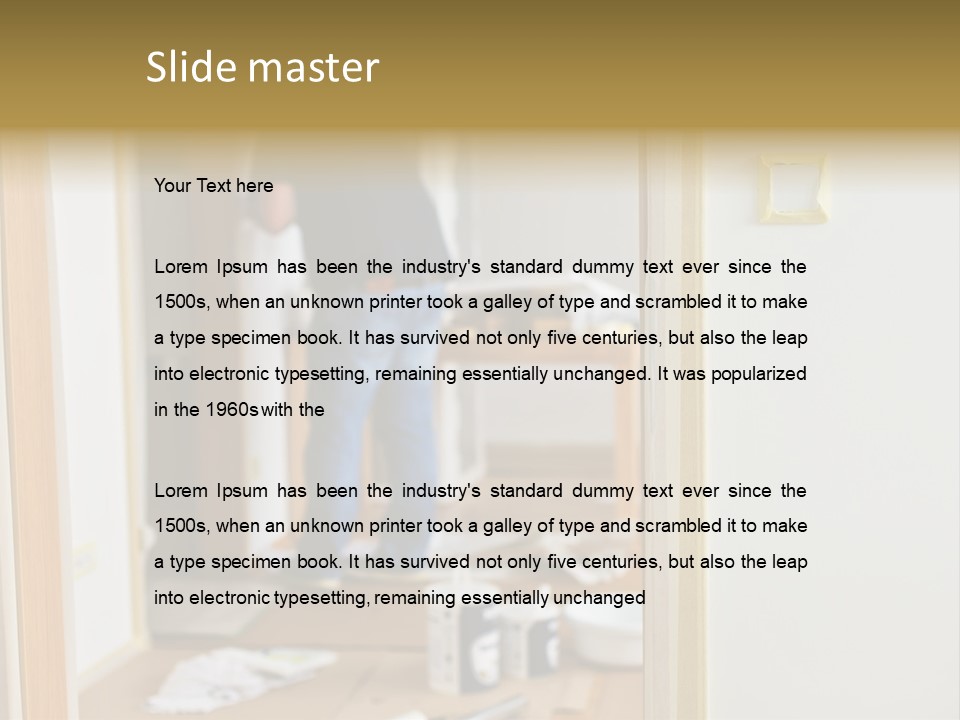 A Man Standing In A Room With Tools On The Floor PowerPoint Template