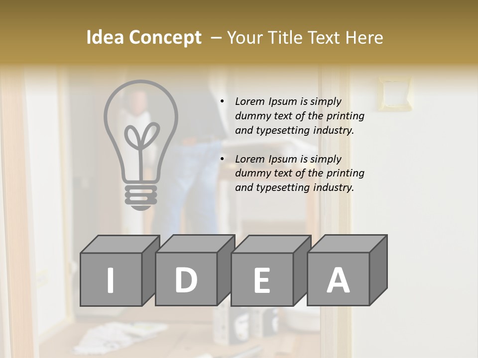 A Man Standing In A Room With Tools On The Floor PowerPoint Template