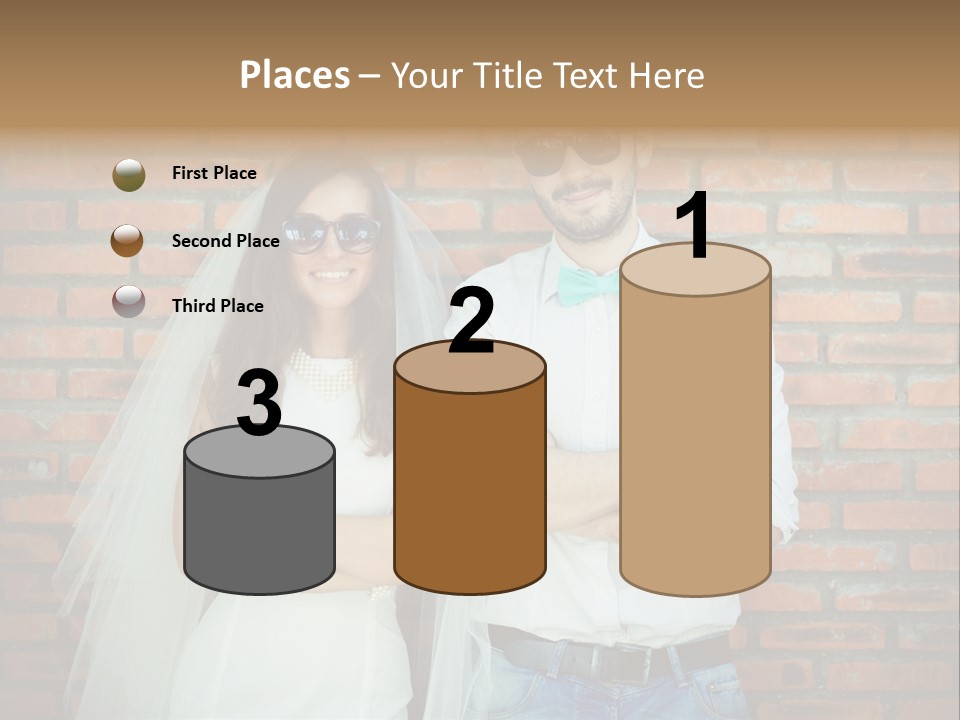 A Man And A Woman Standing Next To Each Other In Front Of A Brick Wall PowerPoint Template