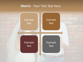 A Man And A Woman Standing Next To Each Other In Front Of A Brick Wall PowerPoint Template