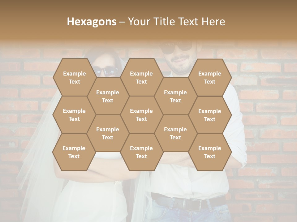 A Man And A Woman Standing Next To Each Other In Front Of A Brick Wall PowerPoint Template