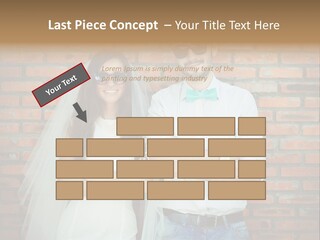 A Man And A Woman Standing Next To Each Other In Front Of A Brick Wall PowerPoint Template