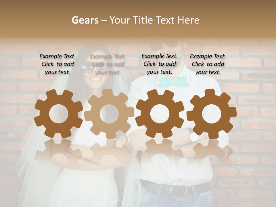 A Man And A Woman Standing Next To Each Other In Front Of A Brick Wall PowerPoint Template