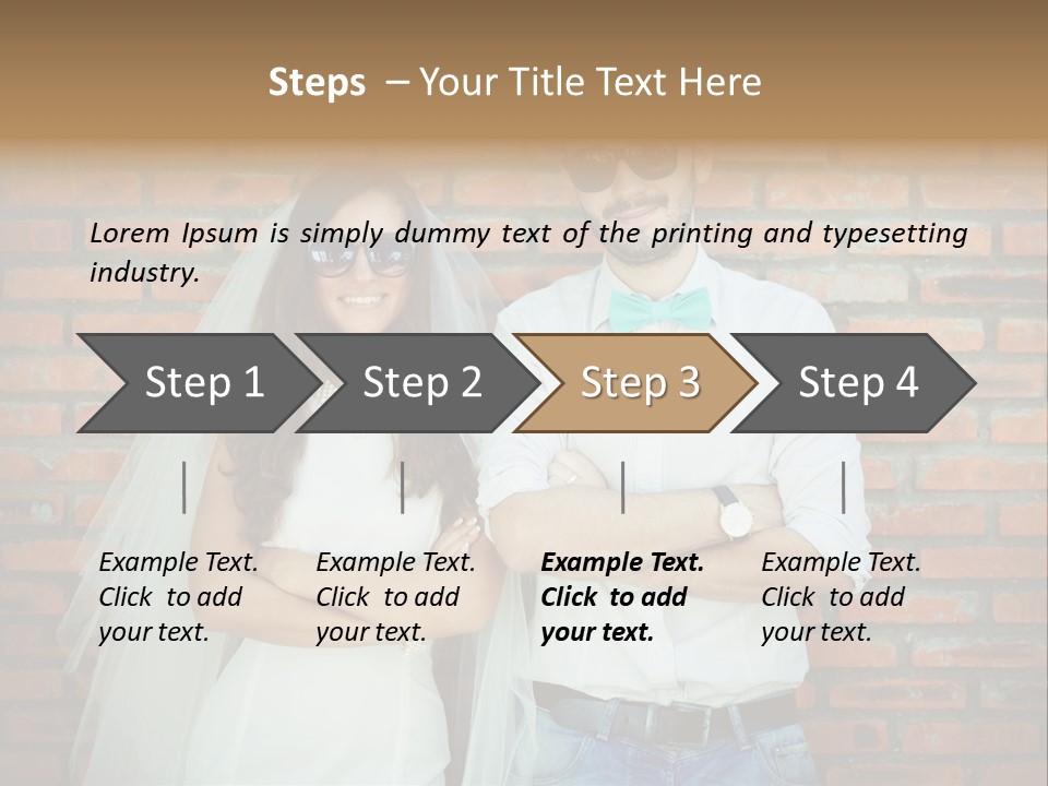 A Man And A Woman Standing Next To Each Other In Front Of A Brick Wall PowerPoint Template