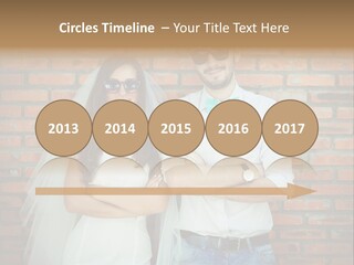 A Man And A Woman Standing Next To Each Other In Front Of A Brick Wall PowerPoint Template