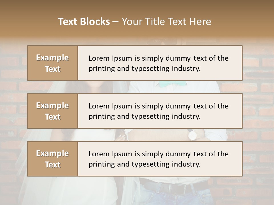 A Man And A Woman Standing Next To Each Other In Front Of A Brick Wall PowerPoint Template