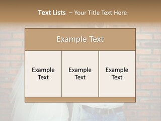 A Man And A Woman Standing Next To Each Other In Front Of A Brick Wall PowerPoint Template