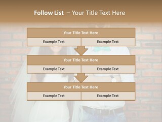 A Man And A Woman Standing Next To Each Other In Front Of A Brick Wall PowerPoint Template