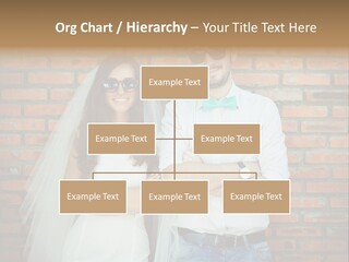 A Man And A Woman Standing Next To Each Other In Front Of A Brick Wall PowerPoint Template