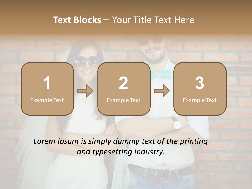 A Man And A Woman Standing Next To Each Other In Front Of A Brick Wall PowerPoint Template