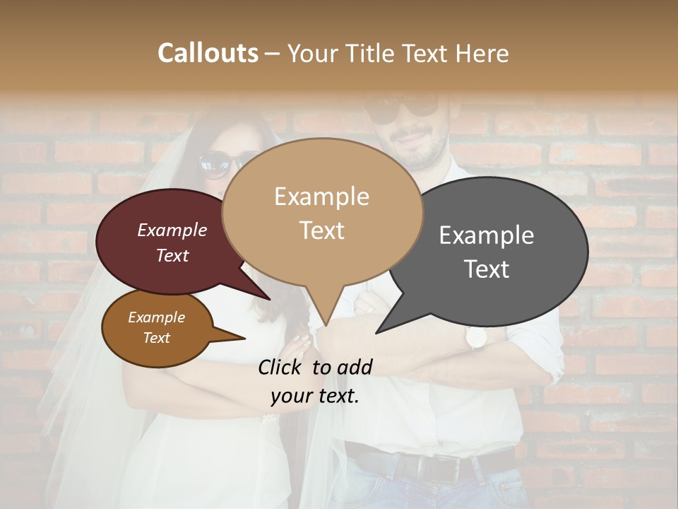 A Man And A Woman Standing Next To Each Other In Front Of A Brick Wall PowerPoint Template