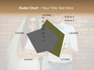 A Man And A Woman Standing Next To Each Other In Front Of A Brick Wall PowerPoint Template