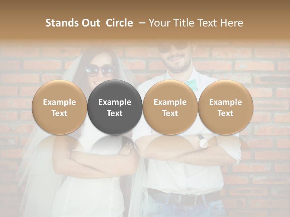 A Man And A Woman Standing Next To Each Other In Front Of A Brick Wall PowerPoint Template