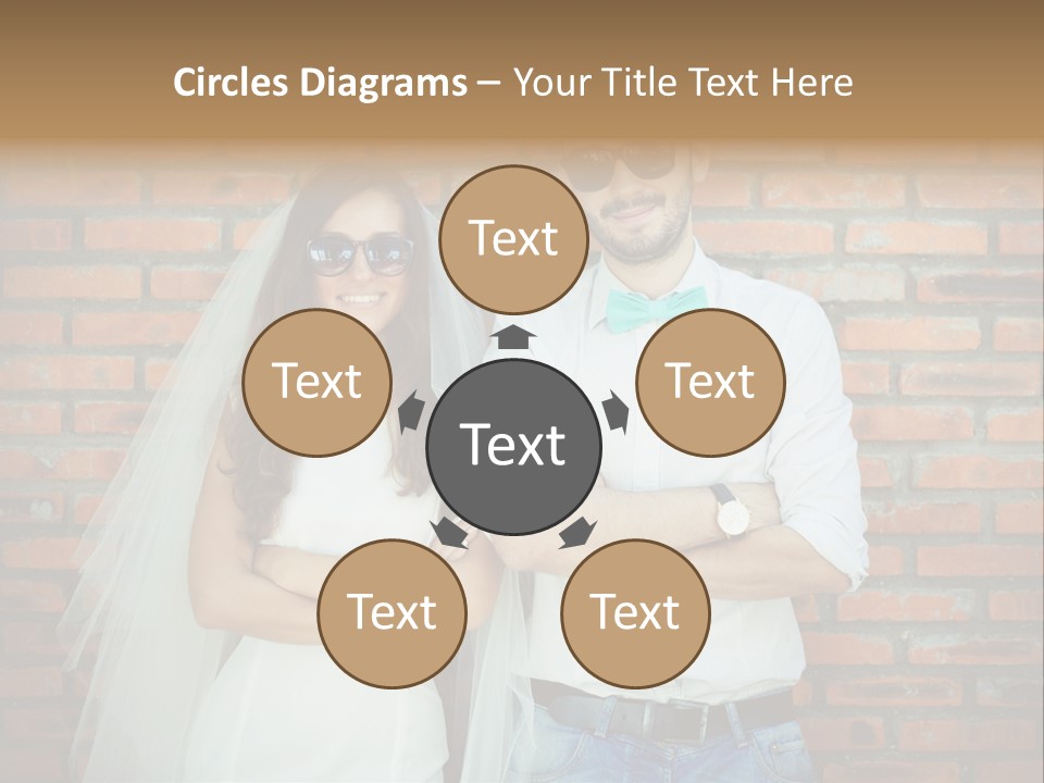 A Man And A Woman Standing Next To Each Other In Front Of A Brick Wall PowerPoint Template