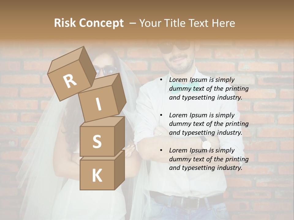 A Man And A Woman Standing Next To Each Other In Front Of A Brick Wall PowerPoint Template